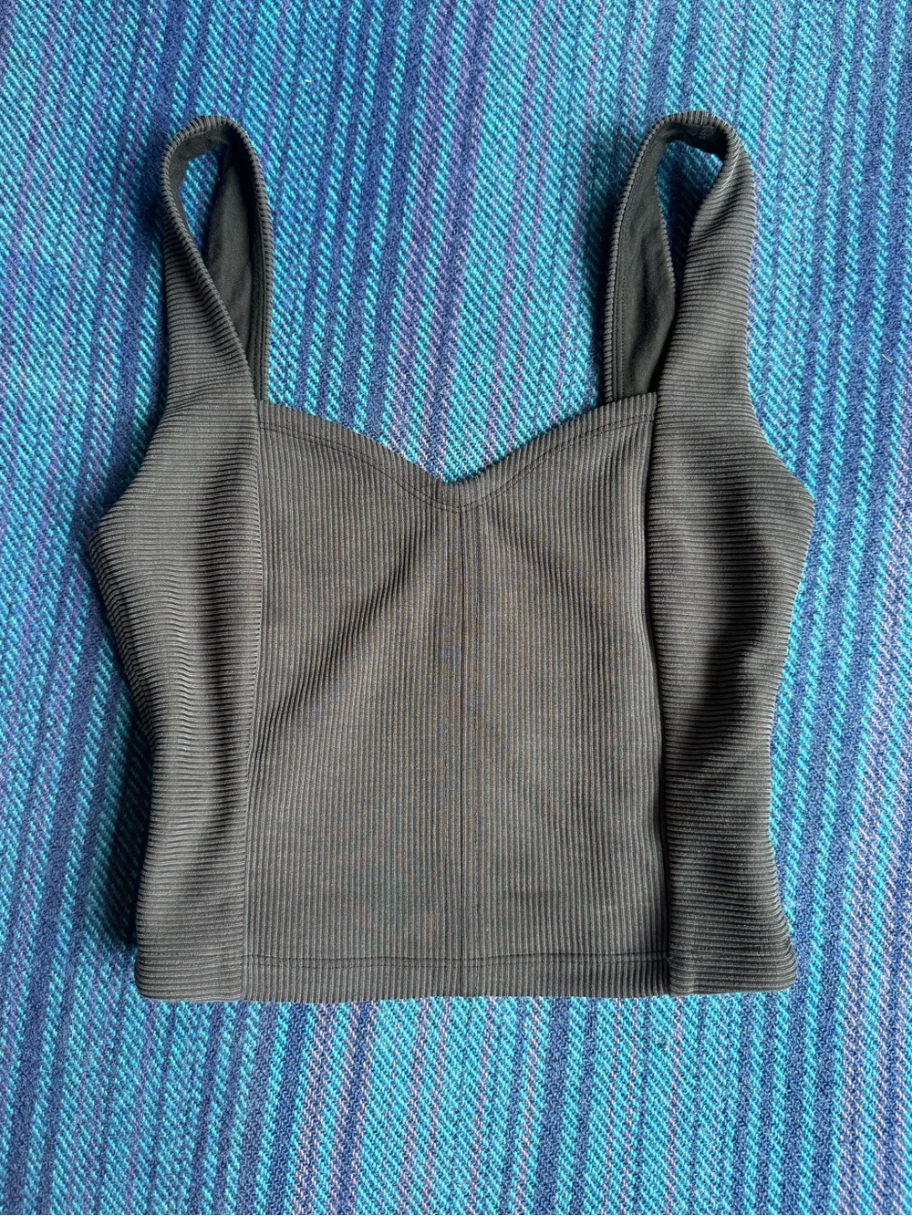 Lululemon Ribbed Softstreme Sweetheart Crop Tank Top - Charcoal Black - Picture 3 of 8